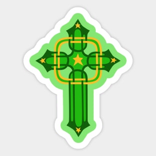 Legendary Green Celtic Cross Sticker
